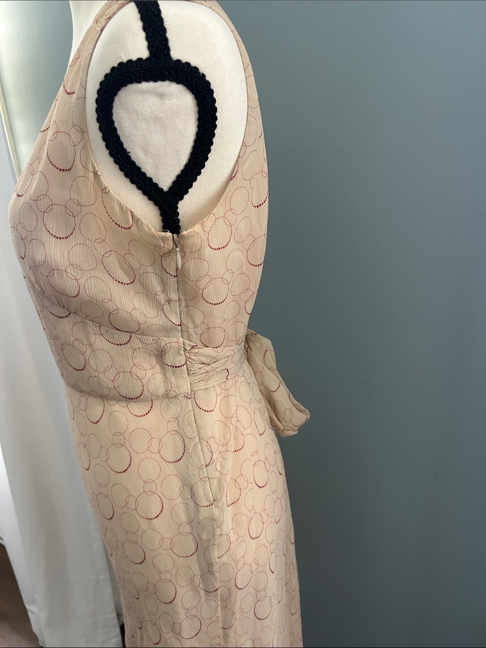 Ann Taylor Beige Midi Dress with Subtle Circular Print - Picture 2 of 8